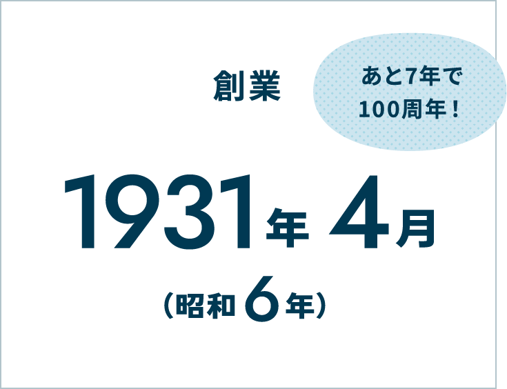 創業1931年4月（昭和6年）あと7年で100周年！
