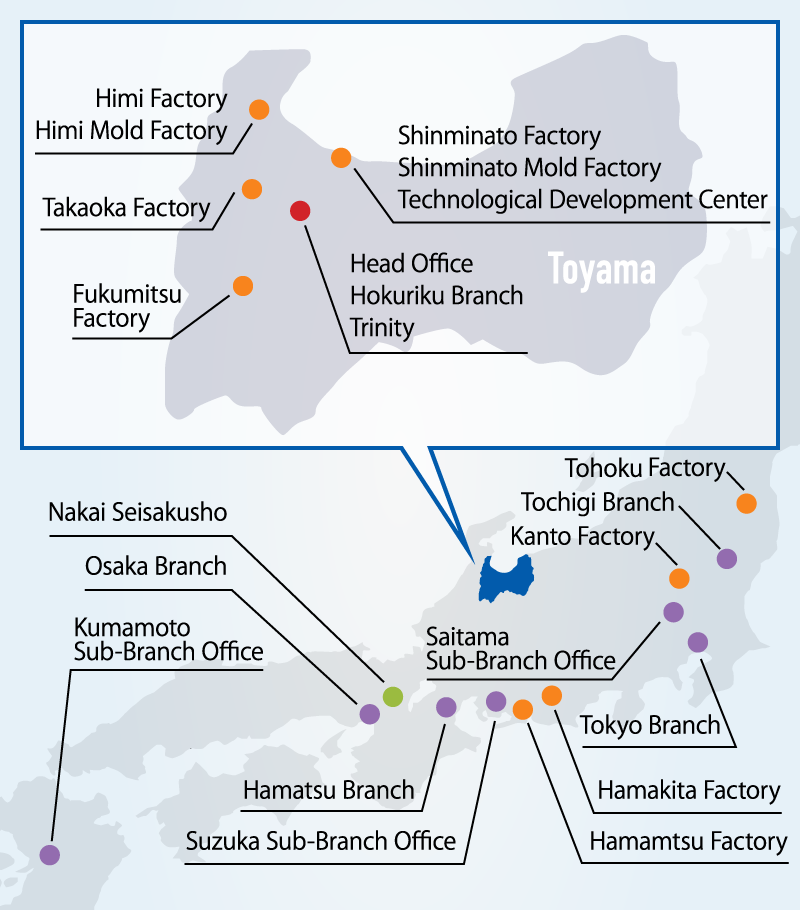 Domestic Locations – タカギセイコー Domestic Locations – タカギセイコー